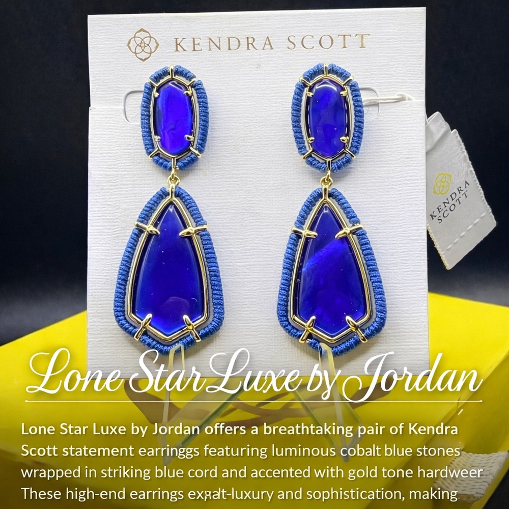 Kendra Scott Statement Drop Earrings in Cobalt Blue | Bold Luxe Glam